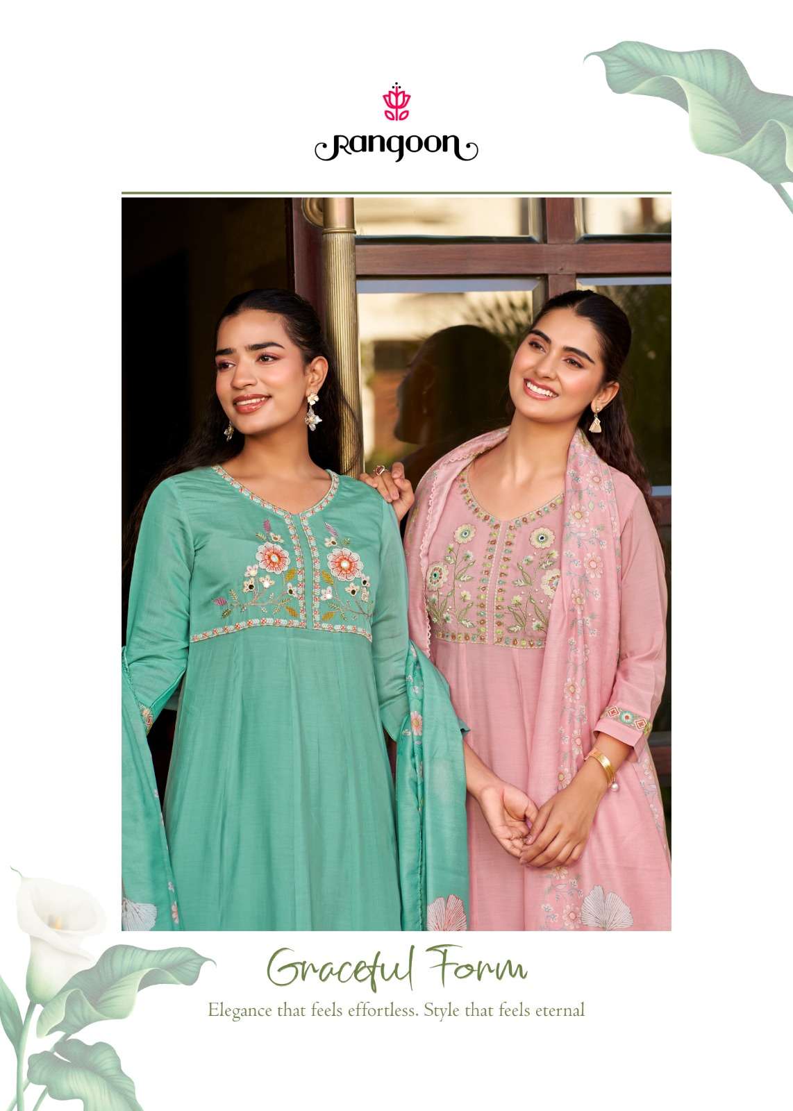 Rangoon Kurti Dhara Cotton Mal Chanderi Kurti Pant Dupatta Set - Amrah Wholesale