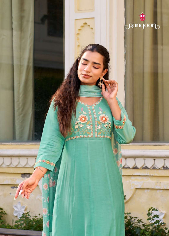 Rangoon Kurti Dhara Cotton Mal Chanderi Kurti Pant Dupatta Set - Amrah Wholesale