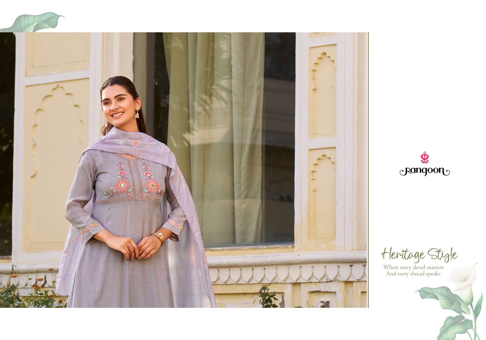 Rangoon Kurti Dhara Cotton Mal Chanderi Kurti Pant Dupatta Set - Amrah Wholesale