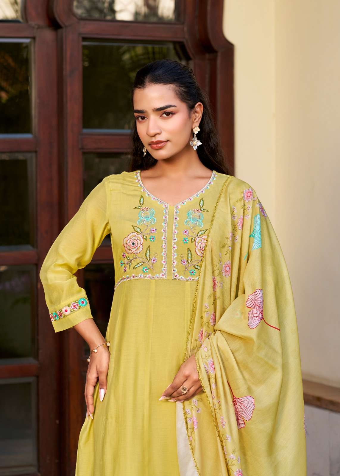 Rangoon Kurti Dhara Cotton Mal Chanderi Kurti Pant Dupatta Set - Amrah Wholesale