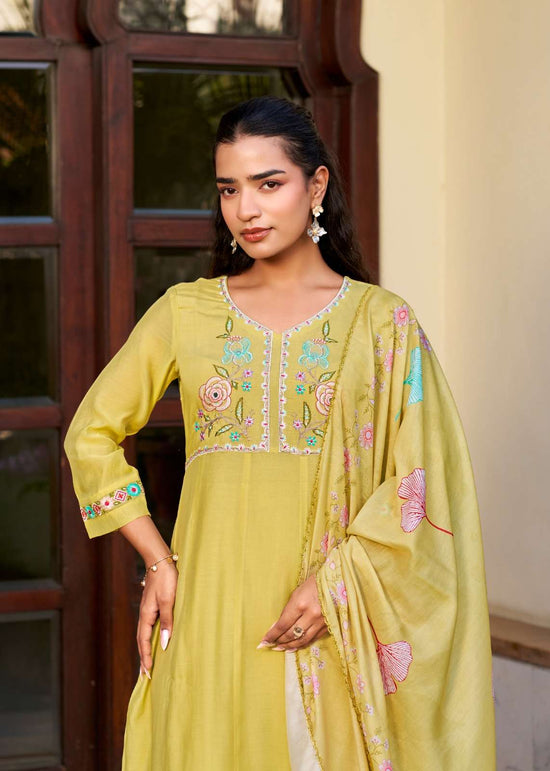 Rangoon Kurti Dhara Cotton Mal Chanderi Kurti Pant Dupatta Set - Amrah Wholesale