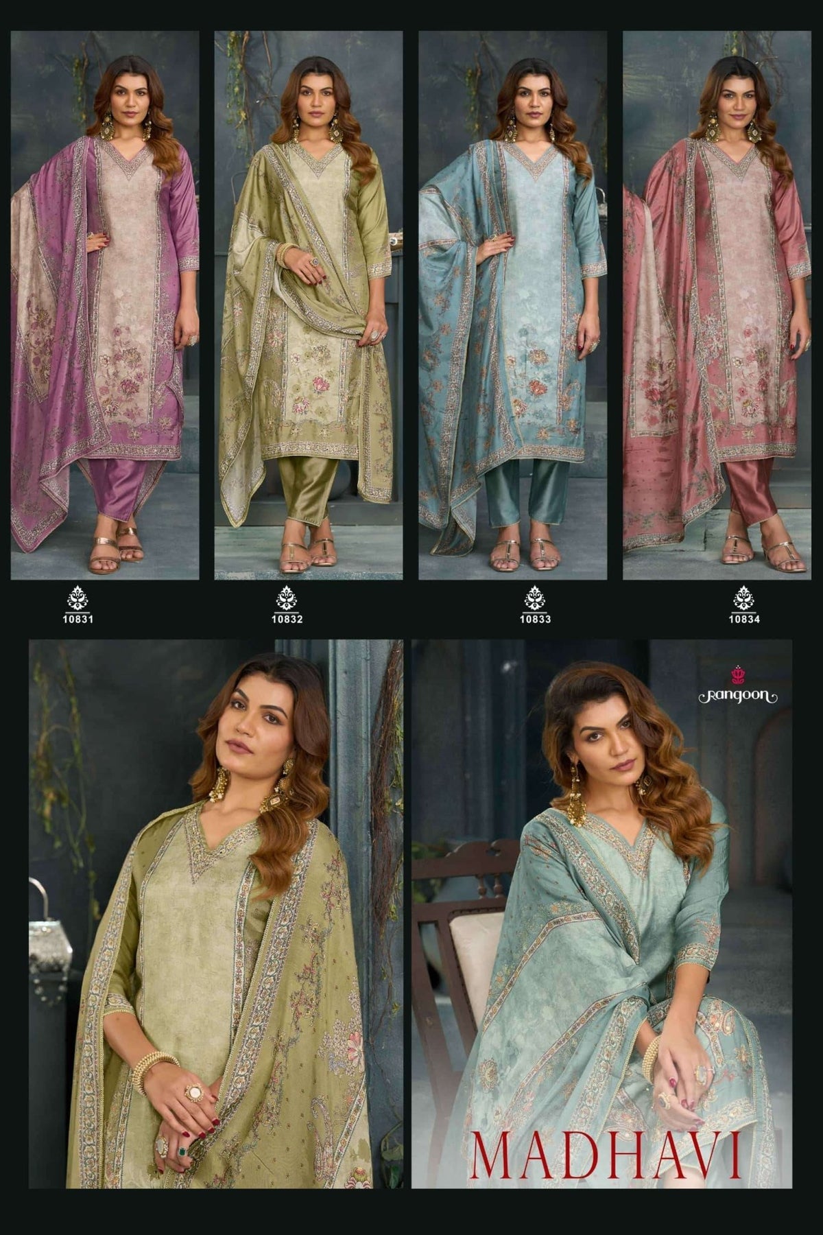 Rangoon Kurti Madhavi Pure Muslin Salwar Suit Set - Amrah Wholesale