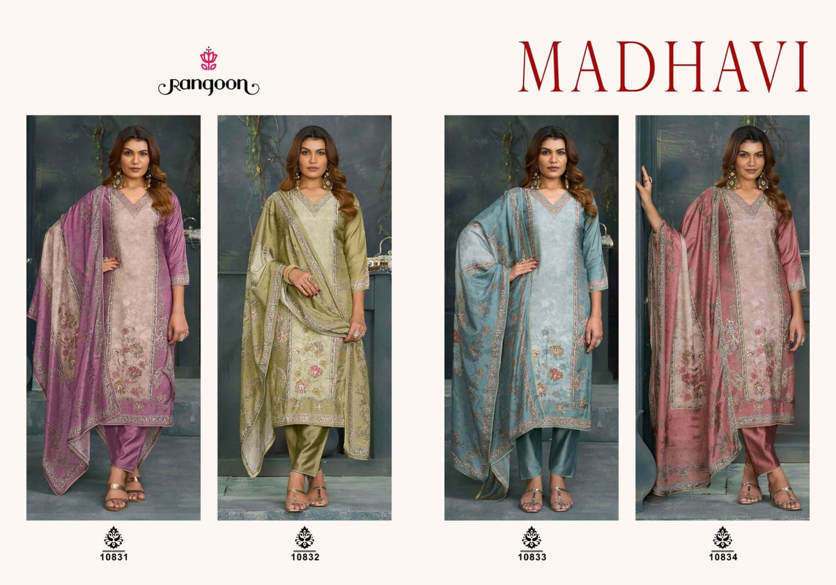 Rangoon Kurti Madhavi Pure Muslin Salwar Suit Set - Amrah Wholesale