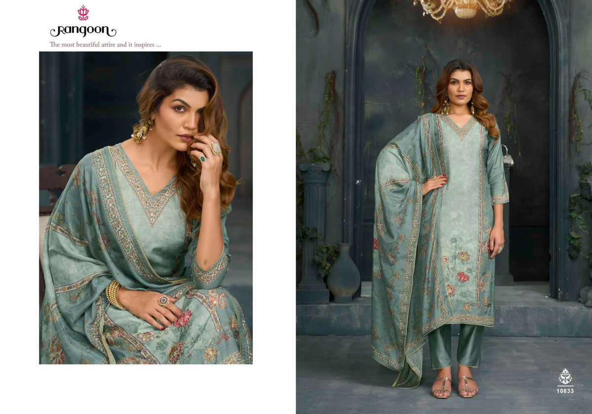 Rangoon Kurti Madhavi Pure Muslin Salwar Suit Set - Amrah Wholesale