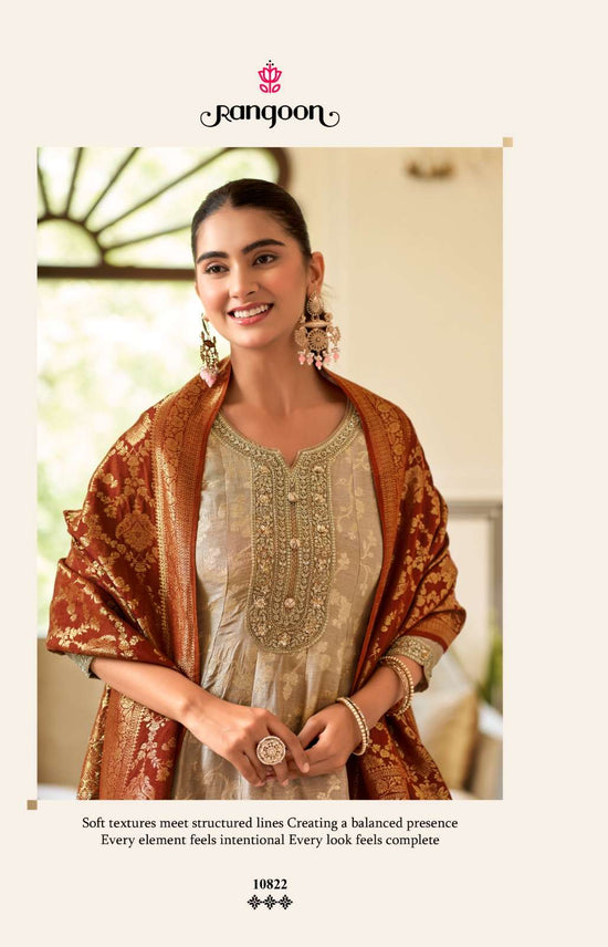 Rangoon Kurti Melody Russian Silk Jacquard Anarkali Suit Set - Amrah Wholesale