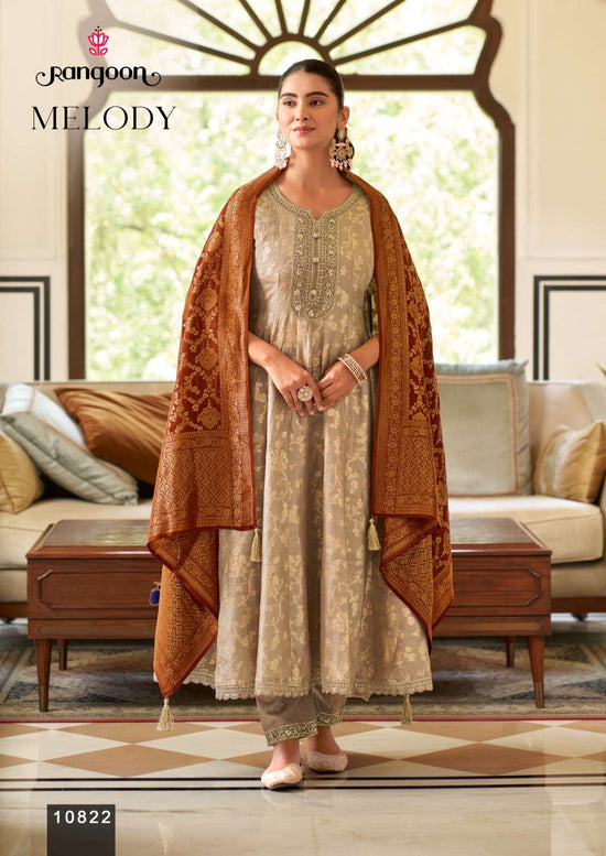 Rangoon Kurti Melody Russian Silk Jacquard Anarkali Suit Set - Amrah Wholesale