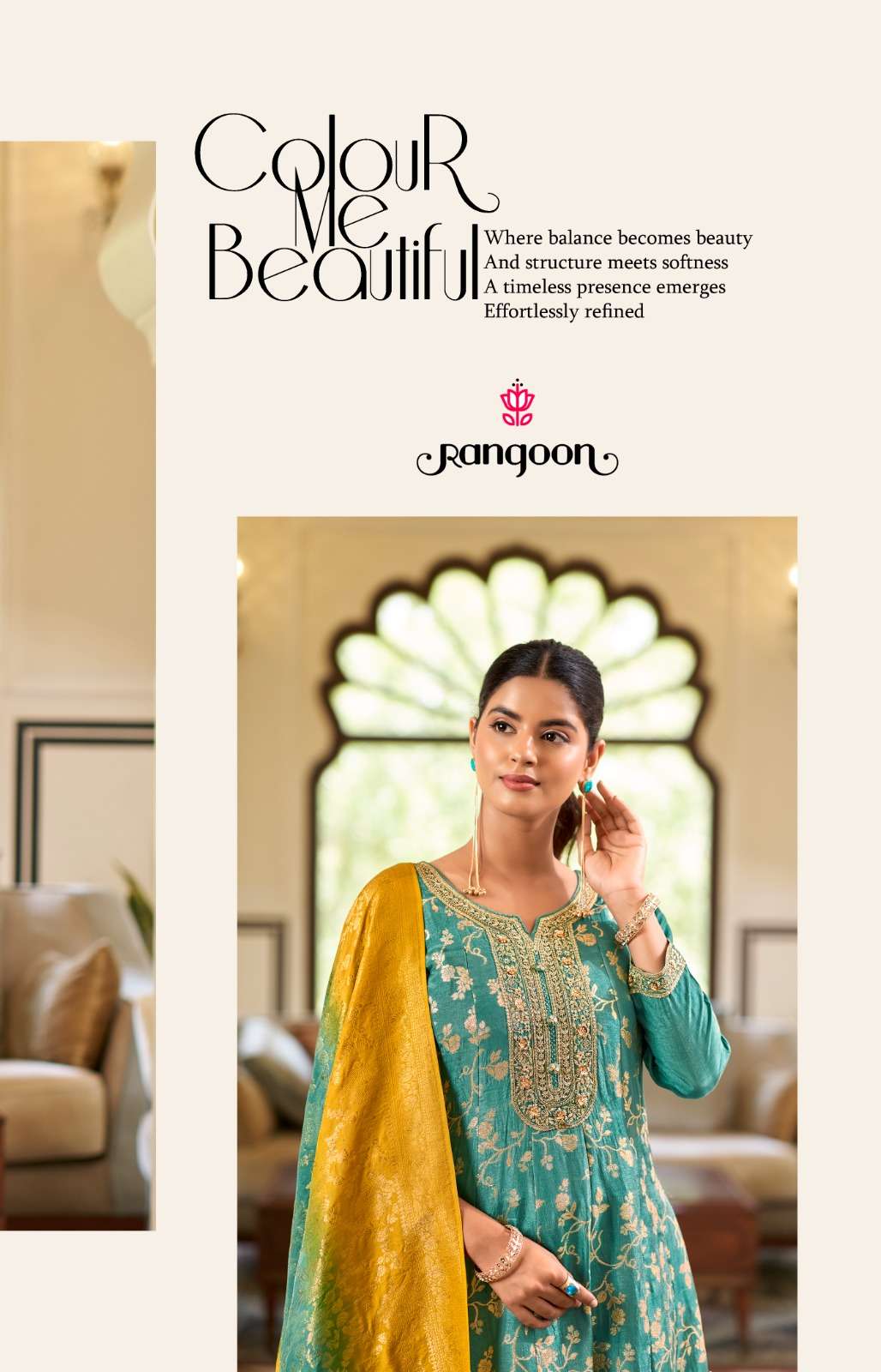 Rangoon Kurti Melody Russian Silk Jacquard Anarkali Suit Set - Amrah Wholesale