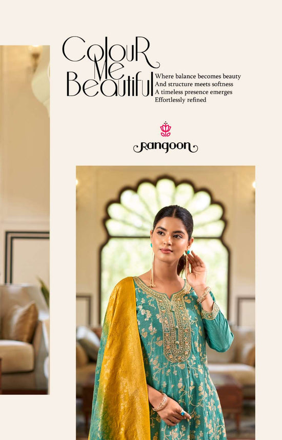Rangoon Kurti Melody Russian Silk Jacquard Anarkali Suit Set - Amrah Wholesale