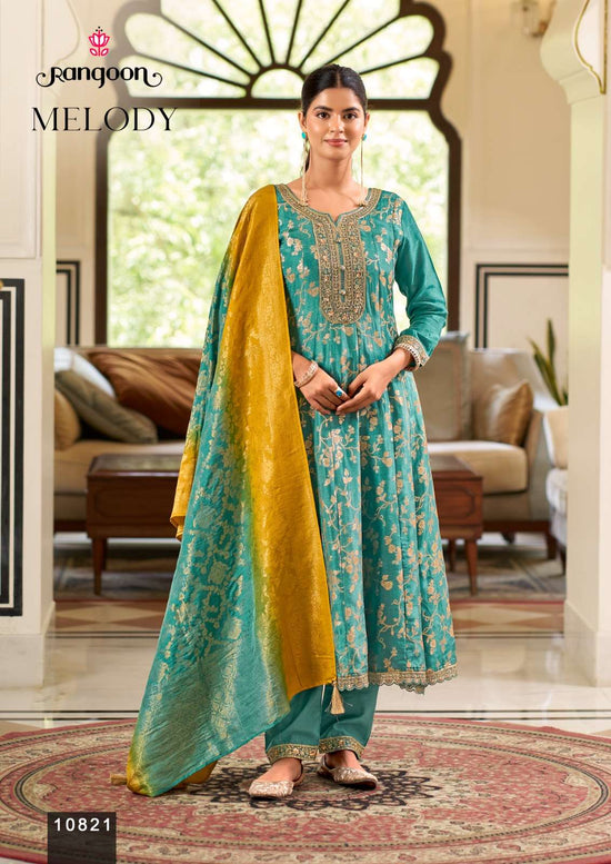Rangoon Kurti Melody Russian Silk Jacquard Anarkali Suit Set - Amrah Wholesale