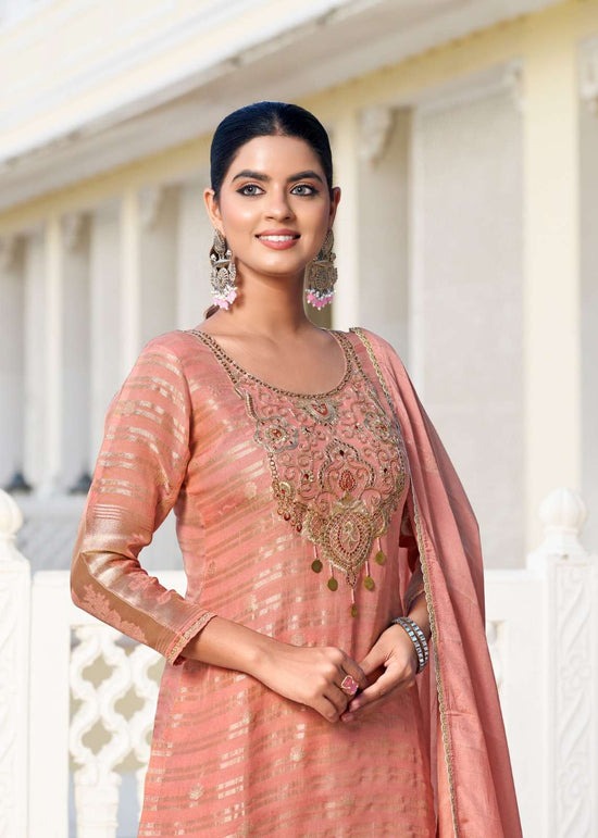 Rangoon Kurti Ruby Organza Khatli Handwork Kurti Pant Dupatta Set
