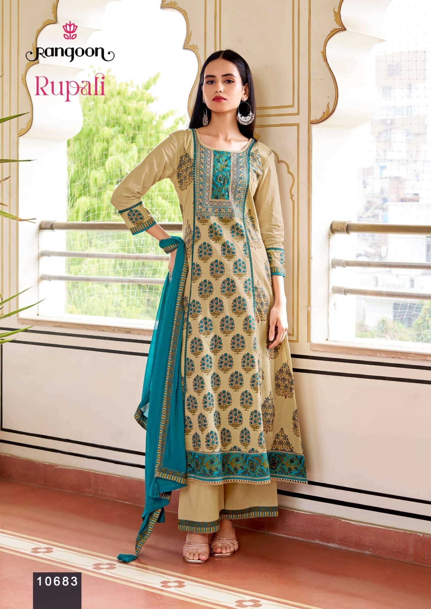 Rangoon Kurti Rupali Cotton Embroidered Anarkali Salwar Suit Set - Amrah Wholesale