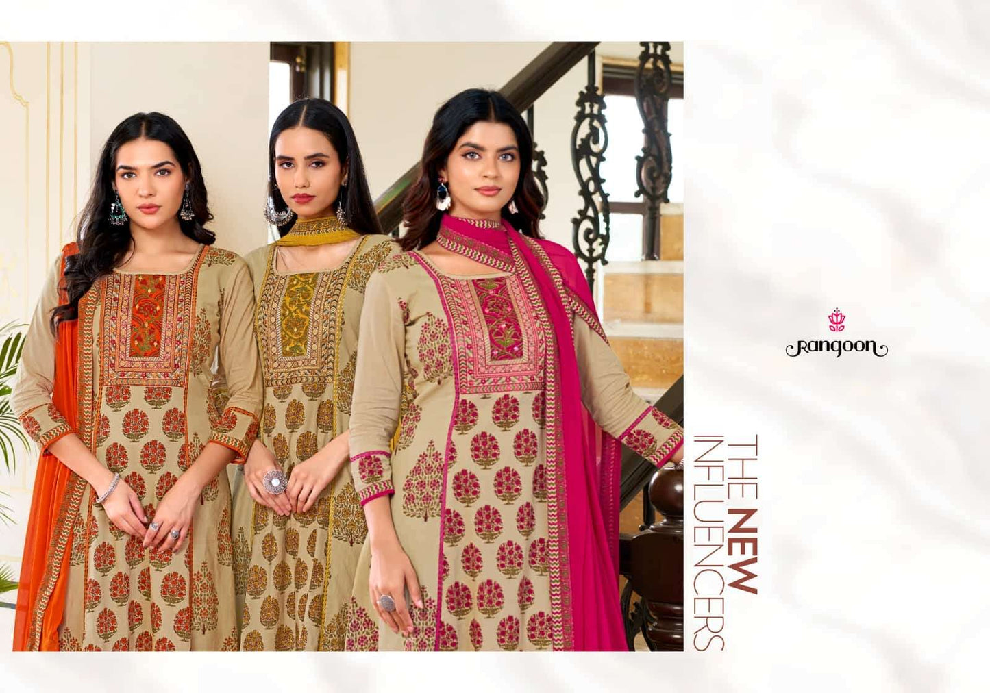 Rangoon Kurti Rupali Cotton Embroidered Anarkali Salwar Suit Set - Amrah Wholesale