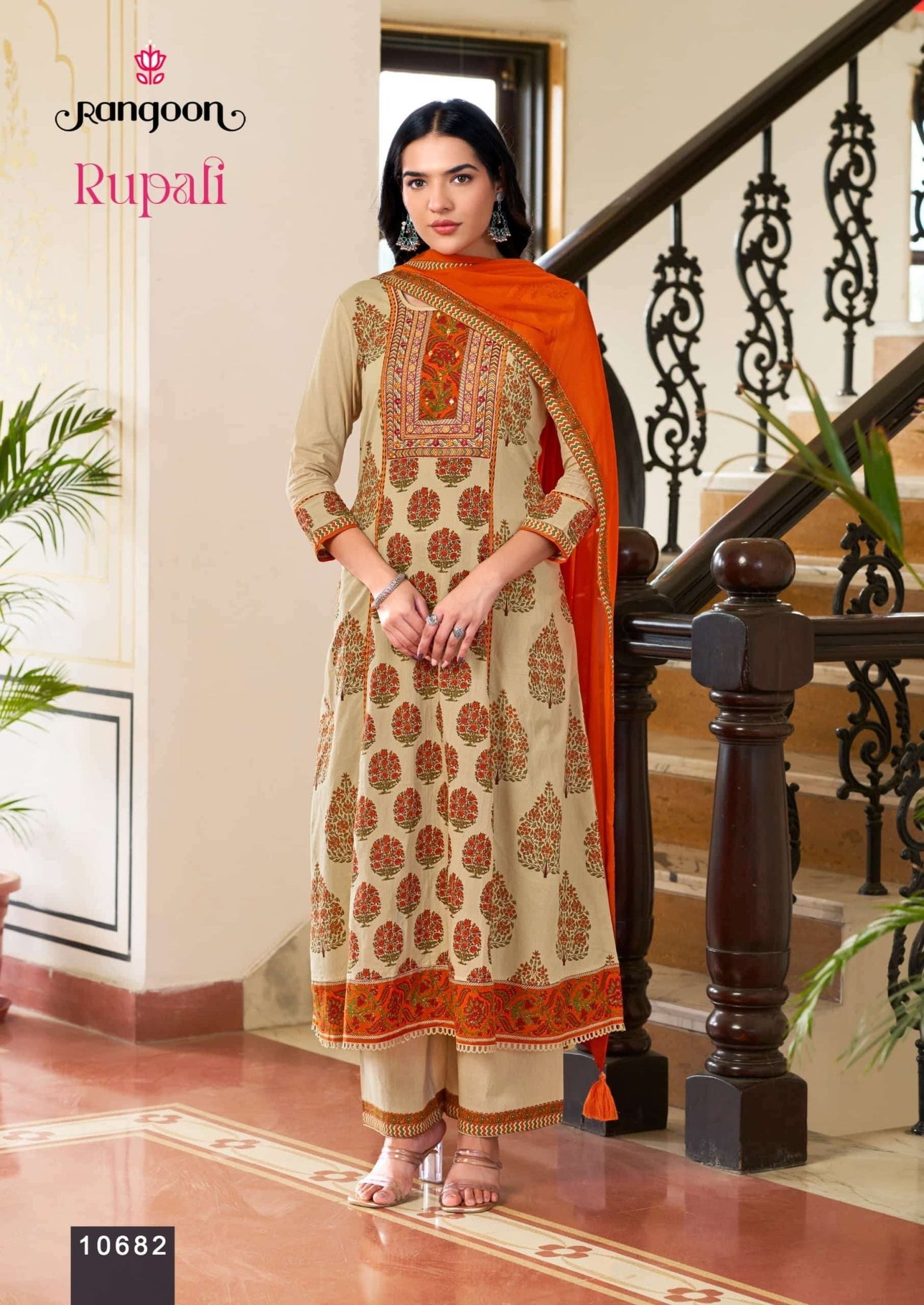 Rangoon Kurti Rupali Cotton Embroidered Anarkali Salwar Suit Set - Amrah Wholesale