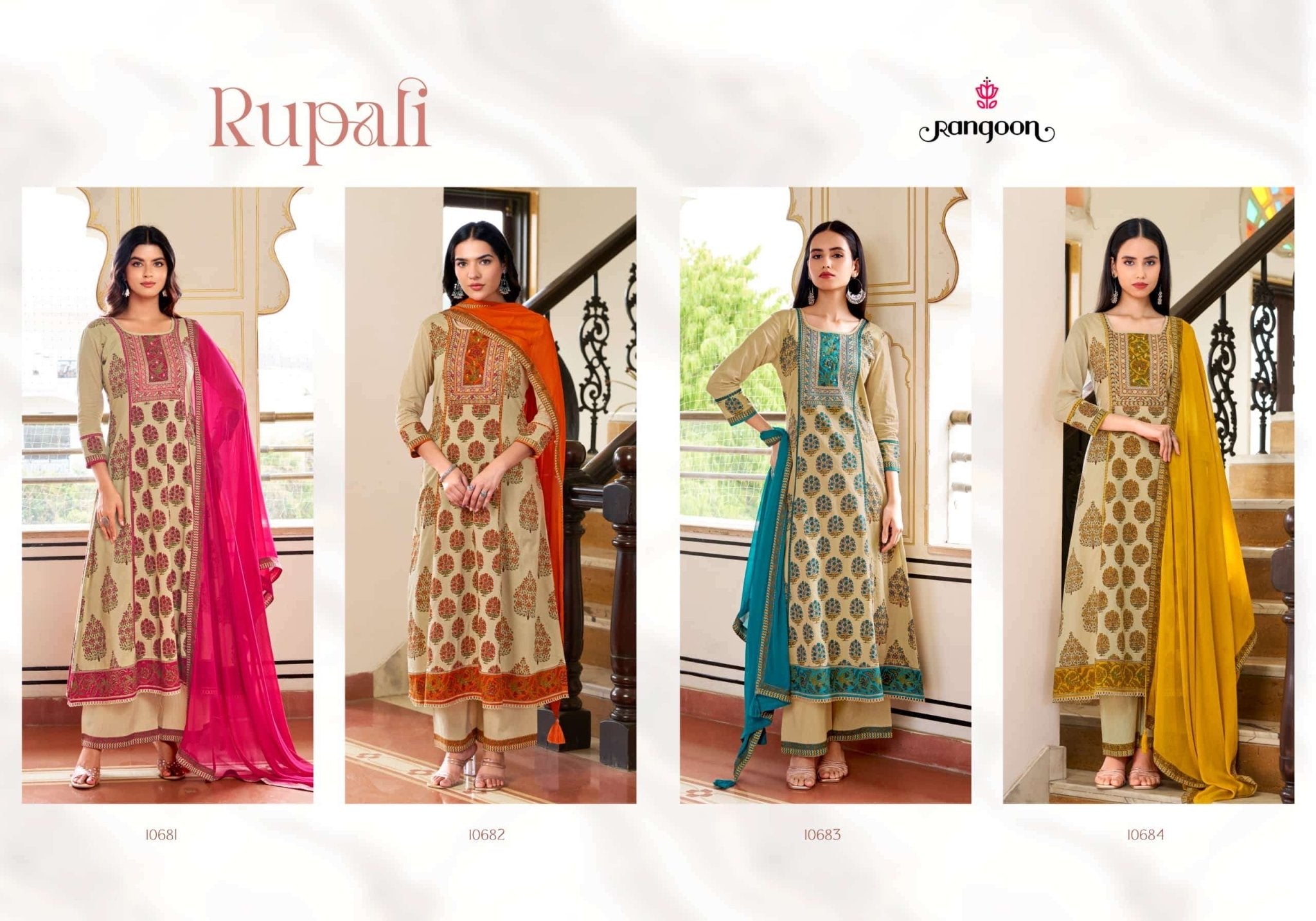 Rangoon Kurti Rupali Cotton Embroidered Anarkali Salwar Suit Set - Amrah Wholesale