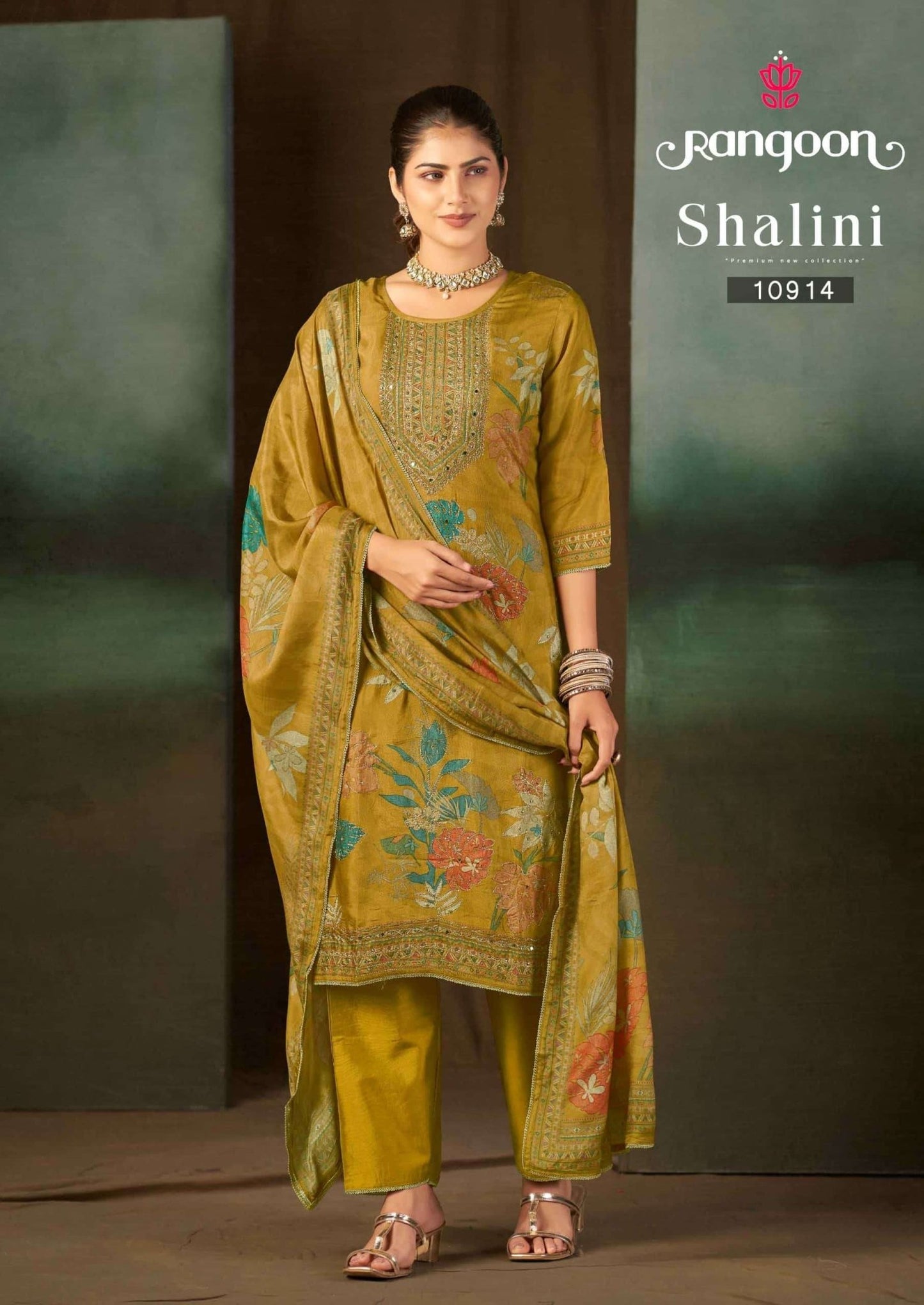Rangoon Kurti Shalini Pure Muslin Kurti Pant Dupatta Set - Amrah Wholesale