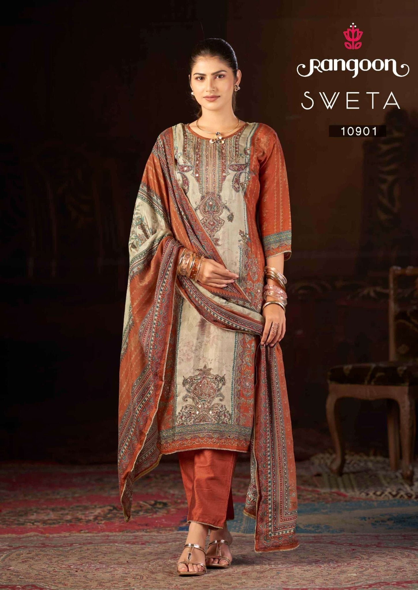 Rangoon Kurti Sveta Pure Muslin Kurti Pant Dupatta Set - Amrah Wholesale