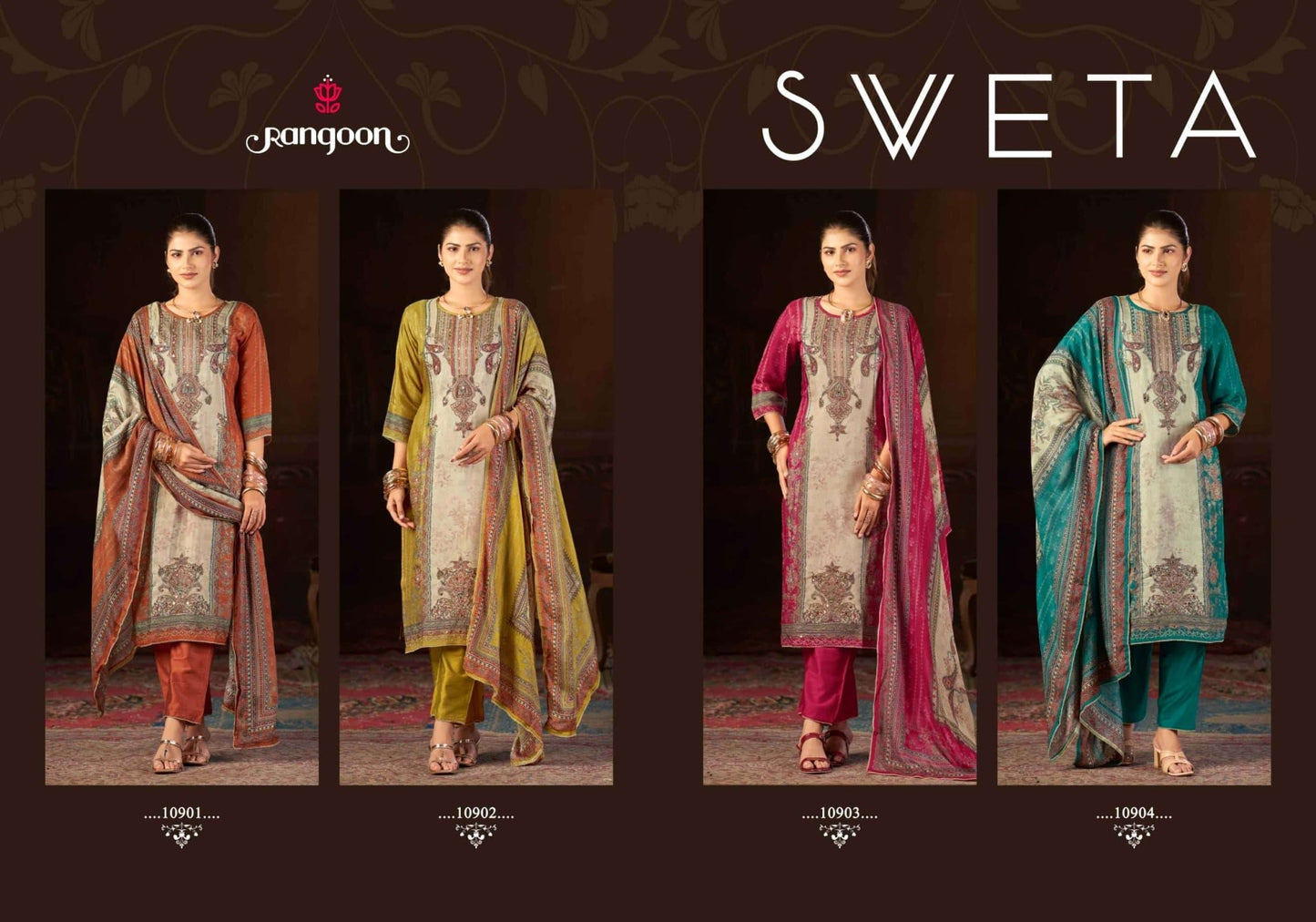 Rangoon Kurti Sveta Pure Muslin Kurti Pant Dupatta Set - Amrah Wholesale