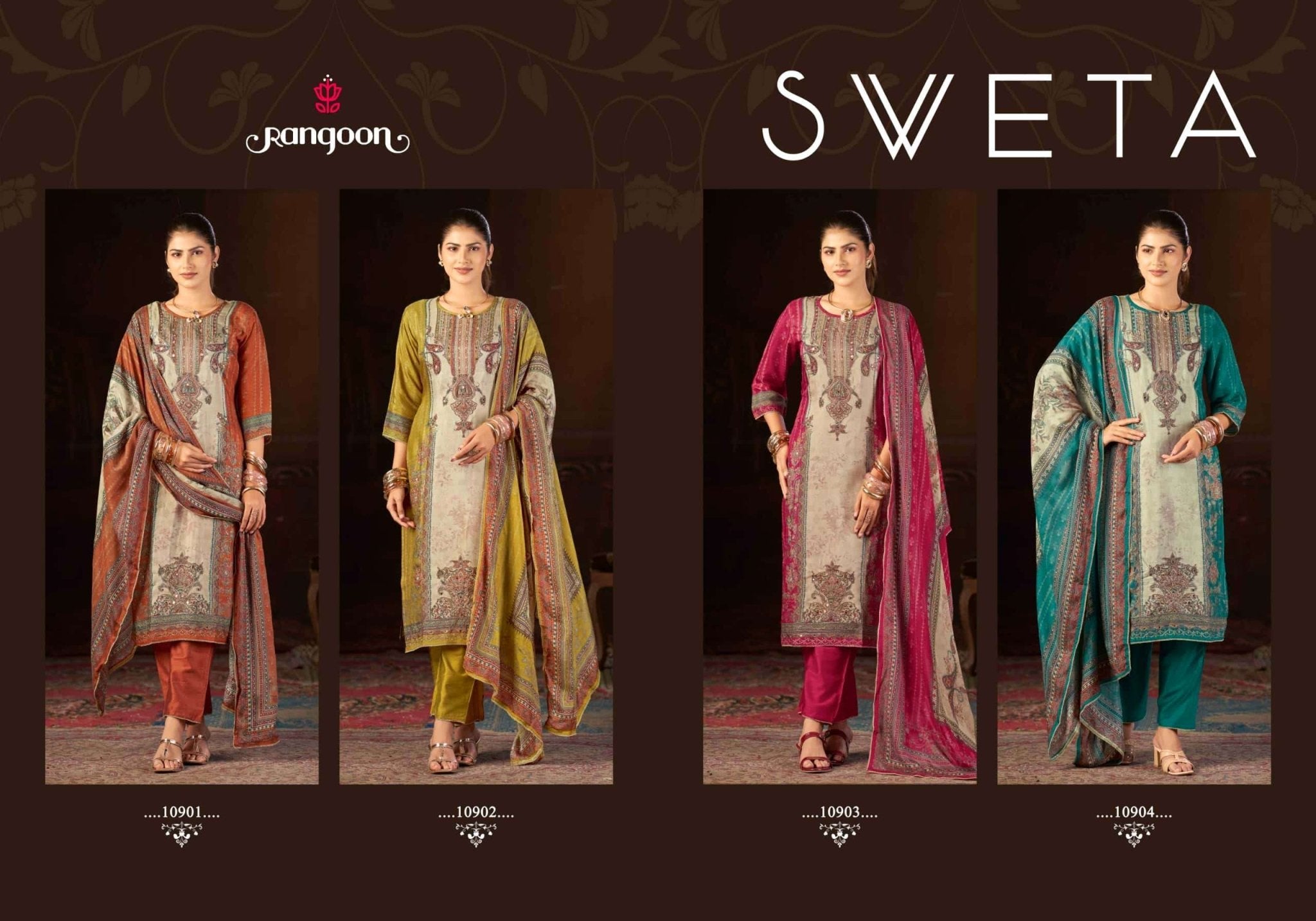 Rangoon Kurti Sveta Pure Muslin Kurti Pant Dupatta Set - Amrah Wholesale