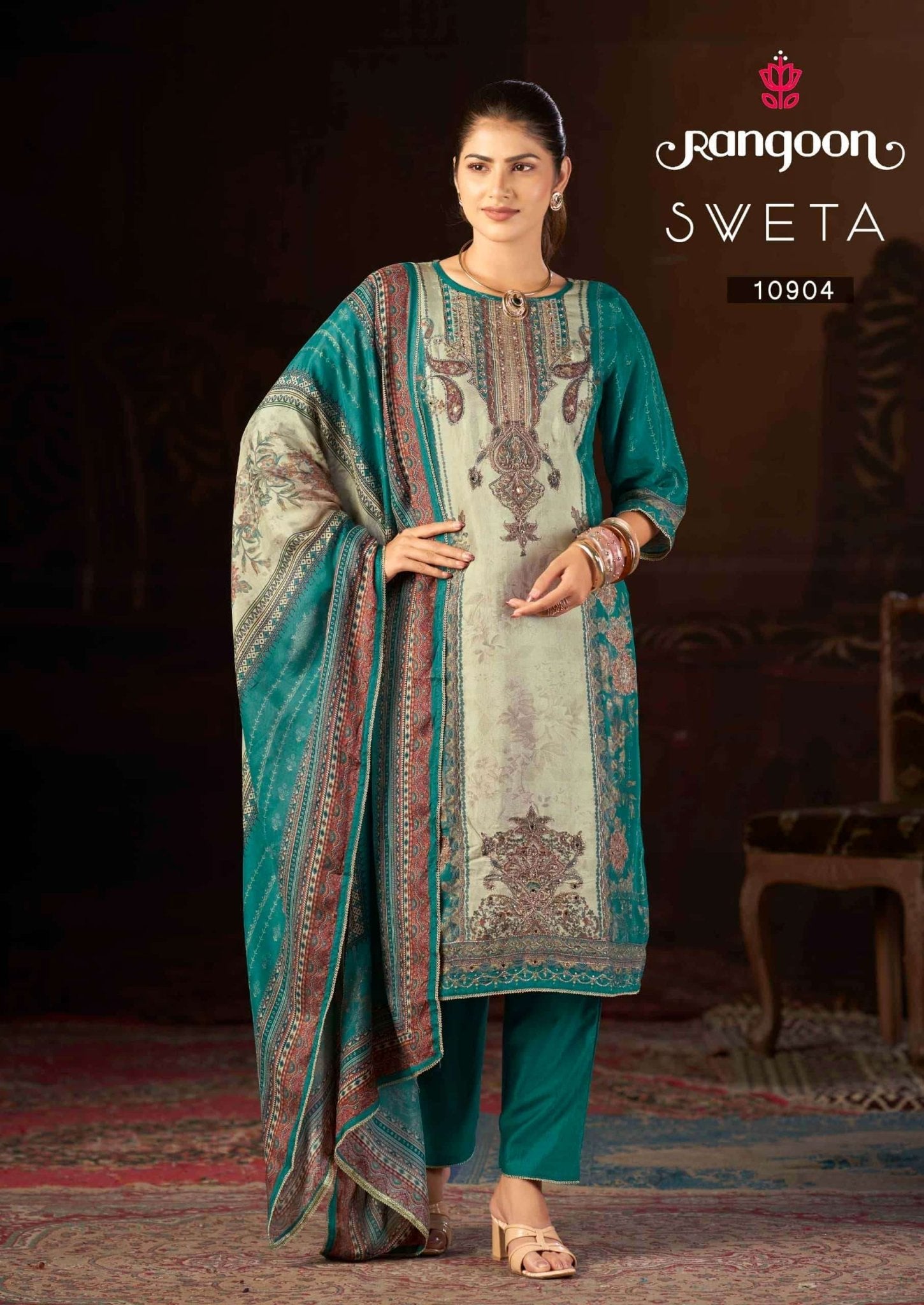 Rangoon Kurti Sveta Pure Muslin Kurti Pant Dupatta Set - Amrah Wholesale