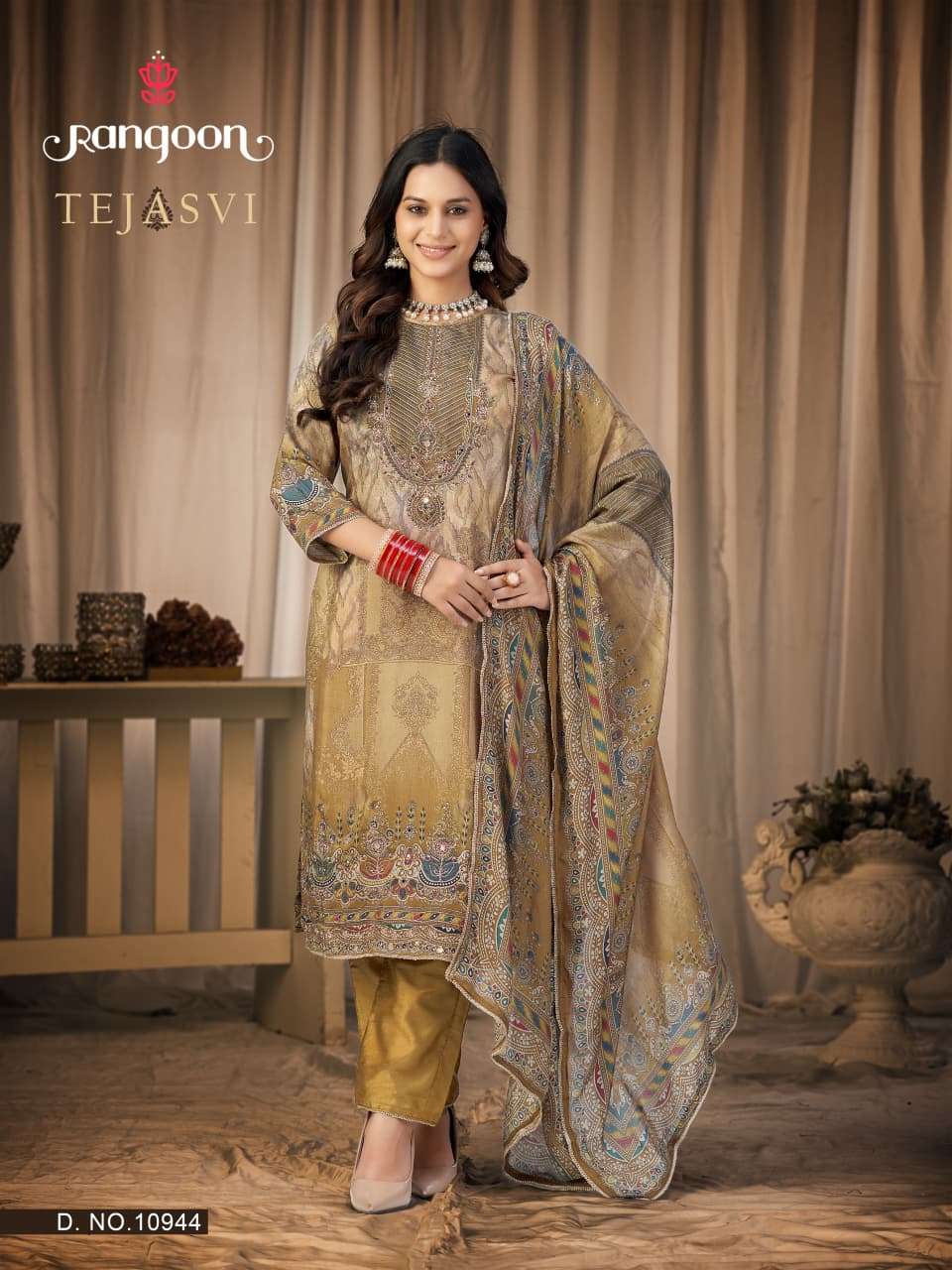 Rangoon Kurti Tejasvi Pure Muslin Digital Print 3 Piece Suit