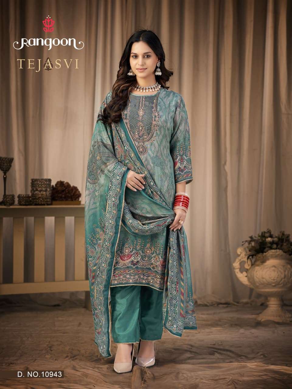 Rangoon Kurti Tejasvi Pure Muslin Digital Print 3 Piece Suit