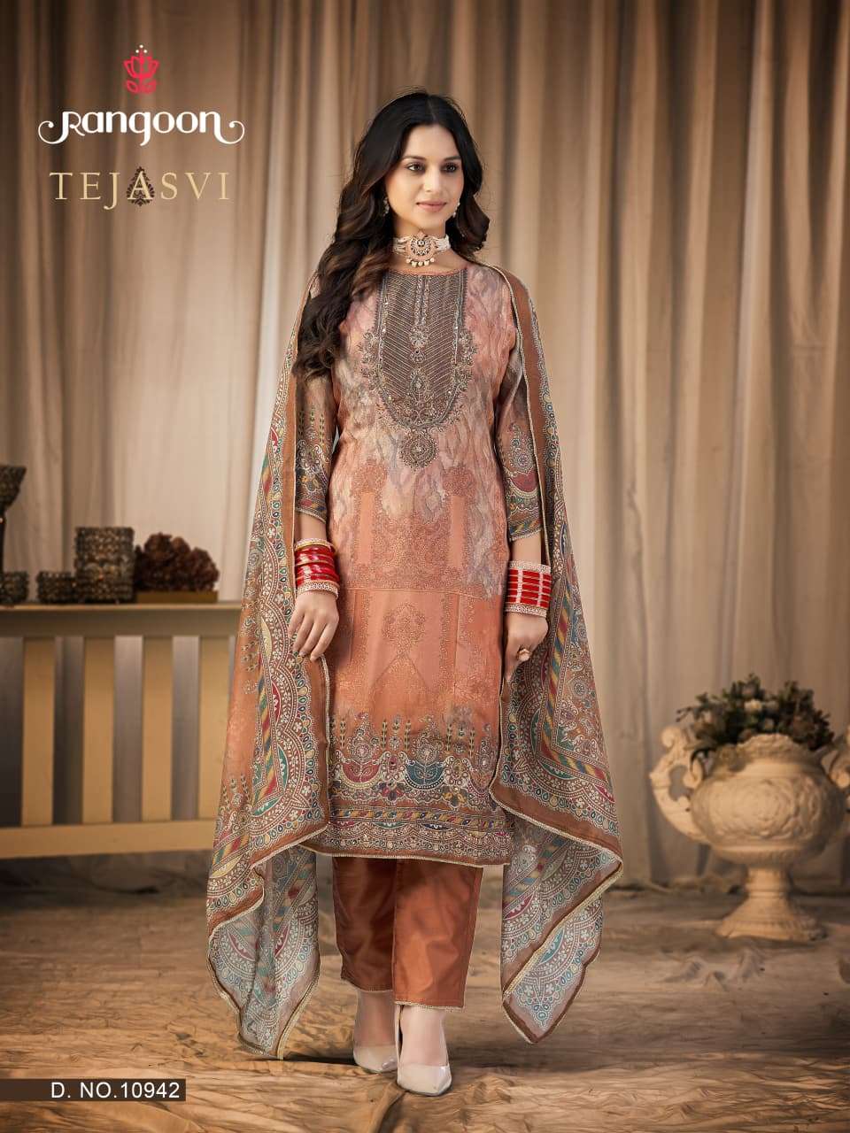 Rangoon Kurti Tejasvi Pure Muslin Digital Print 3 Piece Suit
