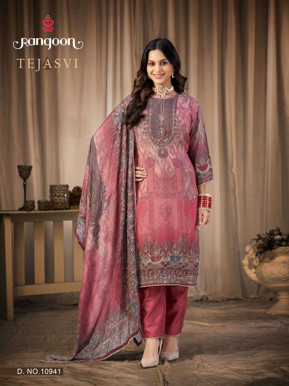 Rangoon Kurti Tejasvi Pure Muslin Digital Print 3 Piece Suit