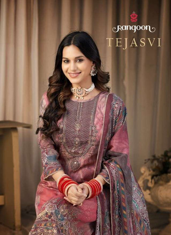 Rangoon Kurti Tejasvi Pure Muslin Digital Print 3 Piece Suit