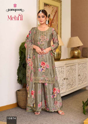 RANGOON MEHFIL Chinon Embroidered Salwar Suit Set - Amrah Wholesale