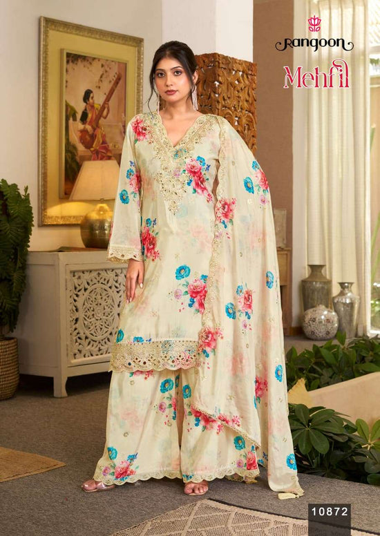 RANGOON MEHFIL Chinon Embroidered Salwar Suit Set - Amrah Wholesale
