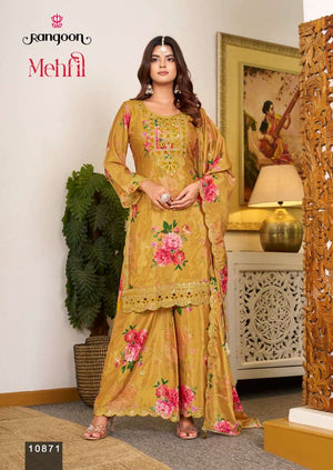 RANGOON MEHFIL Chinon Embroidered Salwar Suit Set - Amrah Wholesale