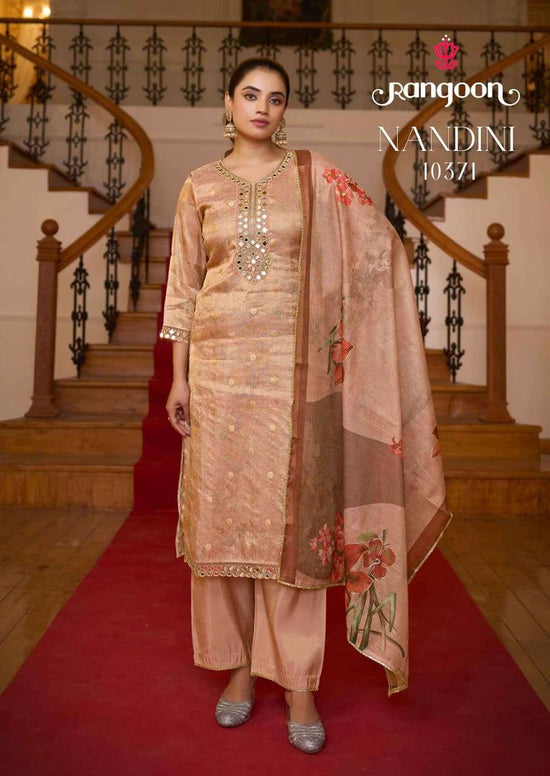 RANGOON NANDINI Viscose Jacquard Embroidered Stitched Dress Set