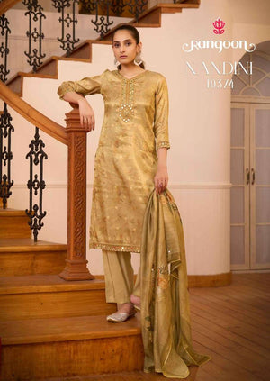 RANGOON NANDINI Viscose Jacquard Embroidered Stitched Dress Set