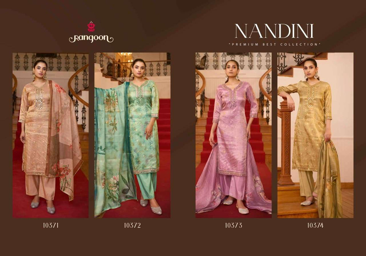 RANGOON NANDINI Viscose Jacquard Embroidered Stitched Dress Set