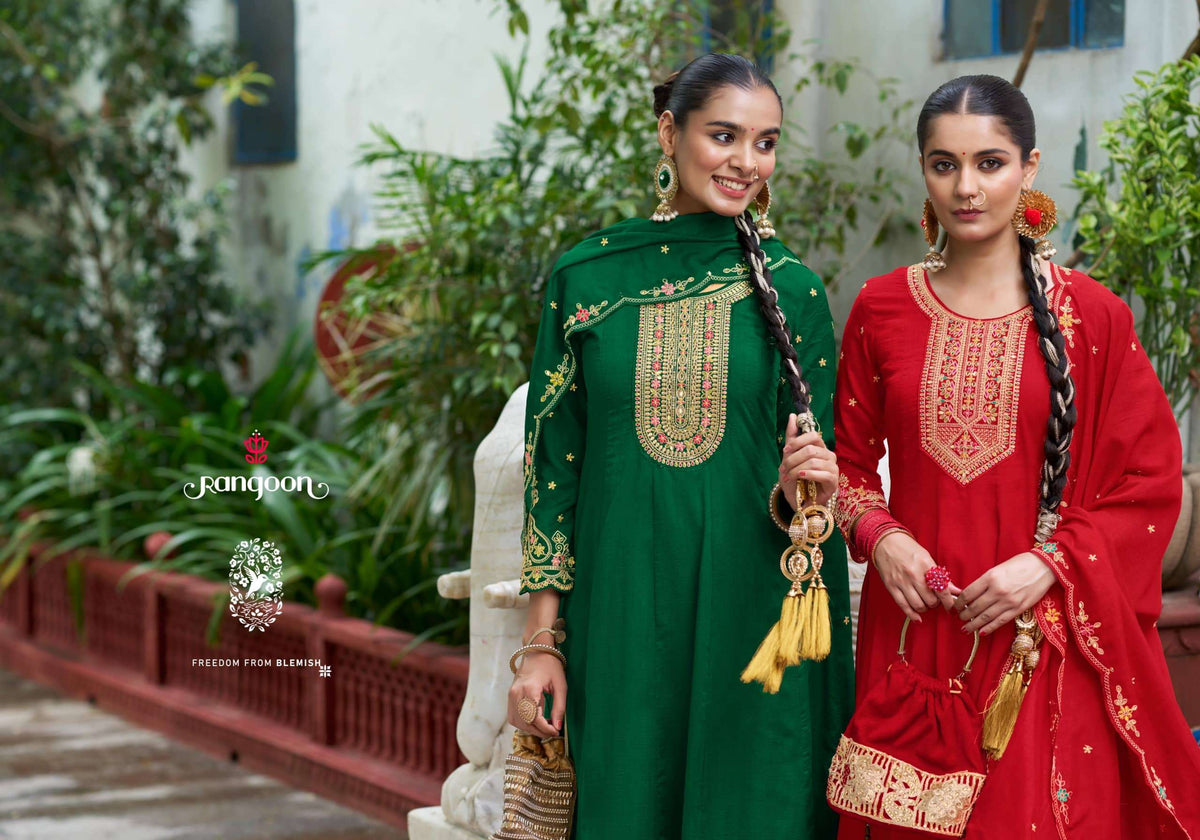Rangoon Naveli Silk Anarkali Salwar Suit Set