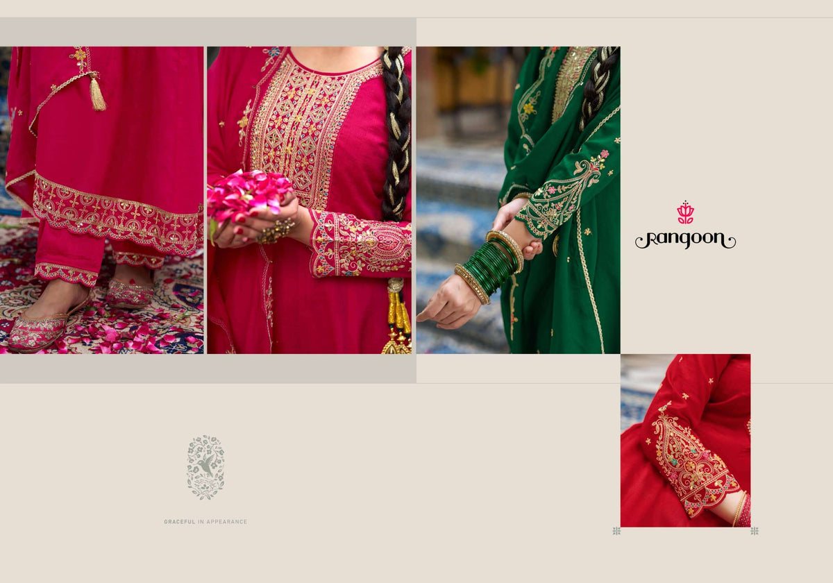 Rangoon Naveli Silk Anarkali Salwar Suit Set