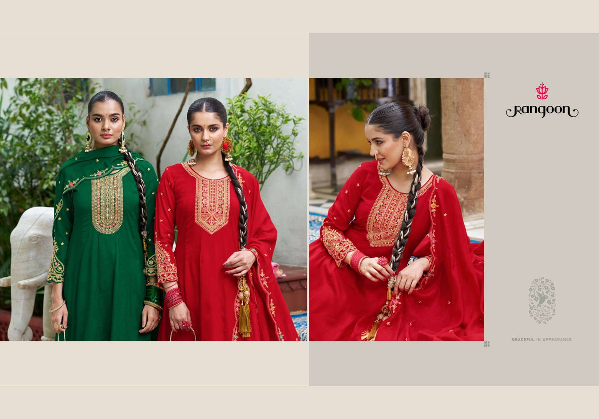 Rangoon Naveli Silk Anarkali Salwar Suit Set