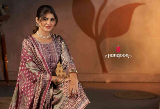 Rangoon Priya Pure Muslin Kurti Pant Dupatta Set - Amrah Wholesale