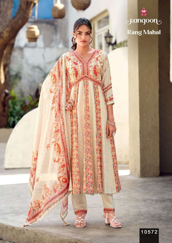RANGOON RANG MAHAL Muslin Printed Anarkali Suit Set