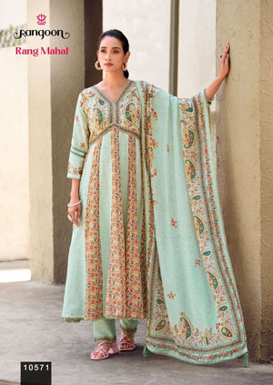 RANGOON RANG MAHAL Muslin Printed Anarkali Suit Set