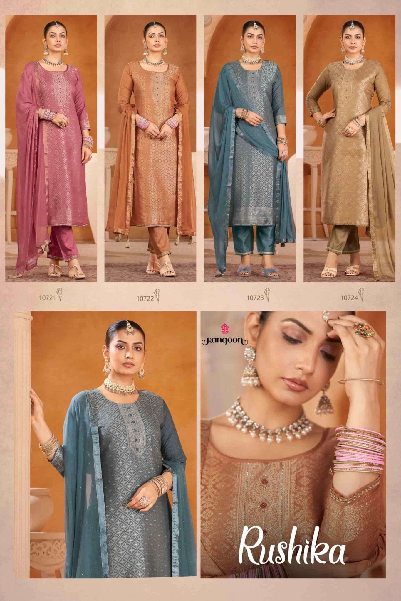 Rangoon Rushika Muslin Jacquard Designer Salwar Suit Set - Amrah Wholesale