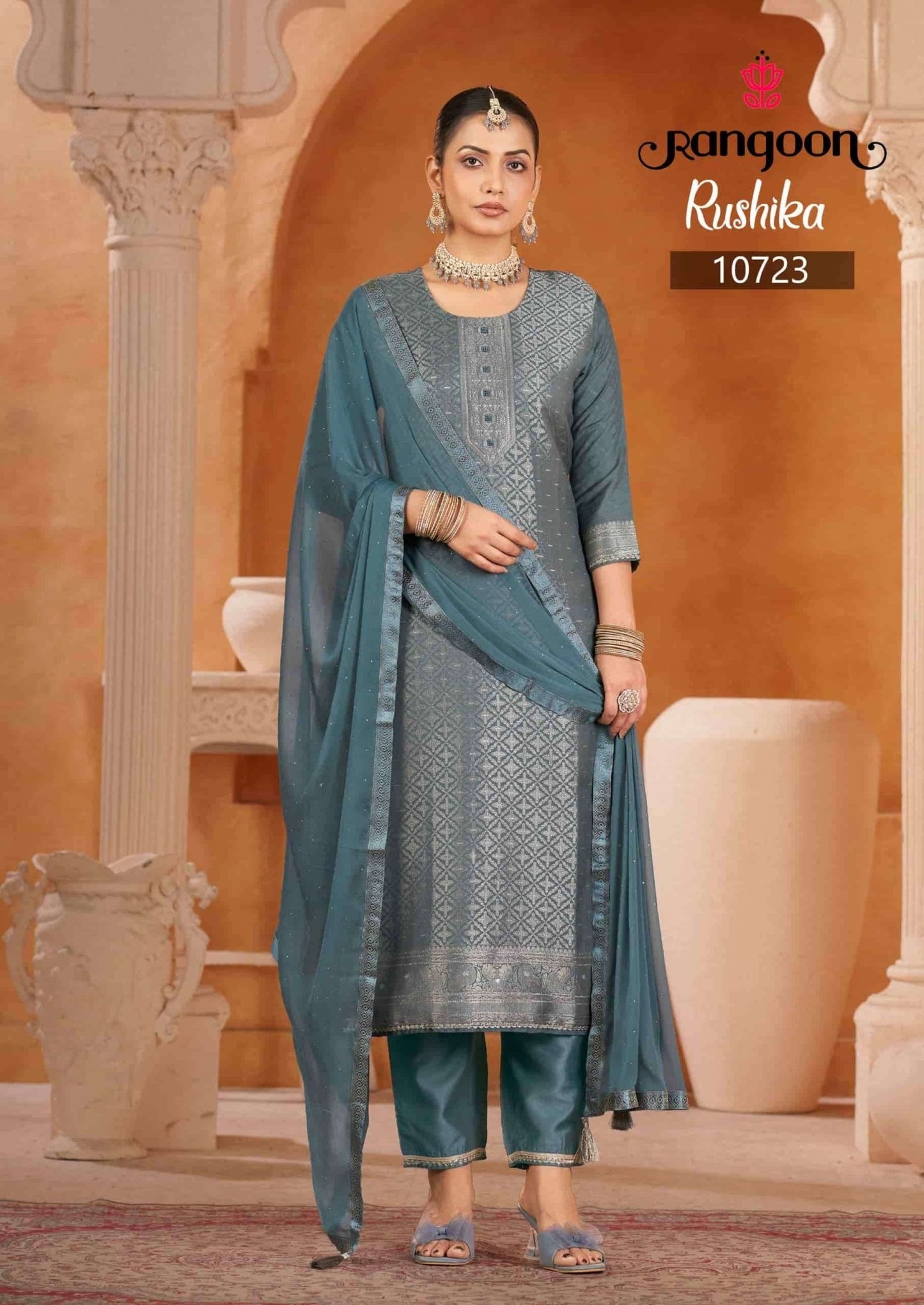 Rangoon Rushika Muslin Jacquard Designer Salwar Suit Set - Amrah Wholesale