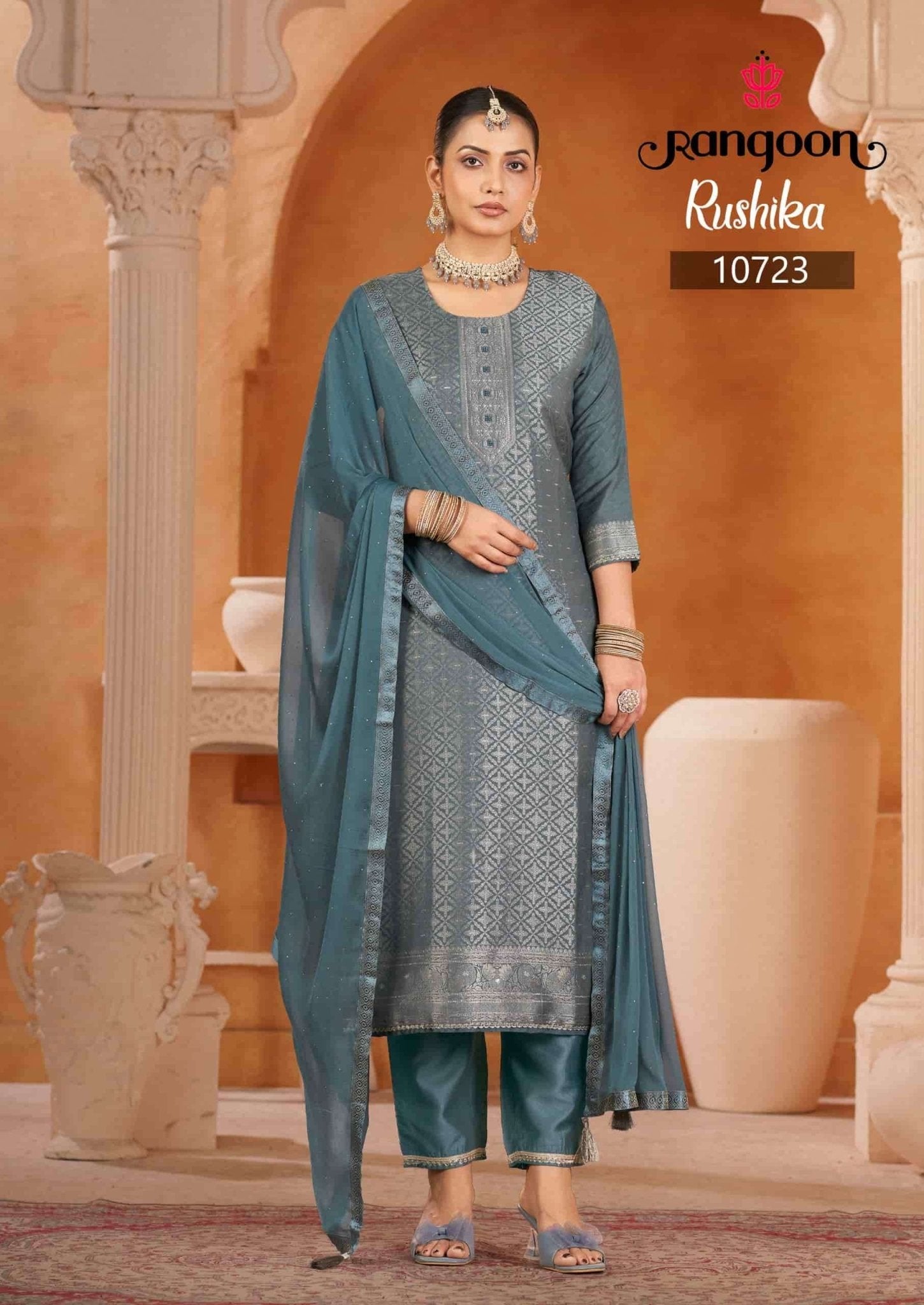 Rangoon Rushika Muslin Jacquard Designer Salwar Suit Set - Amrah Wholesale