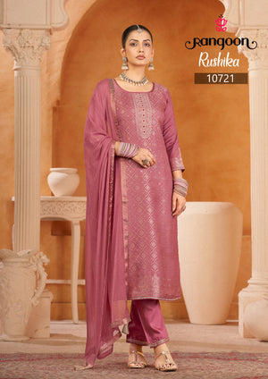 Rangoon Rushika Viscose Muslin Jacquard Kurti Bottom Dupatta Set