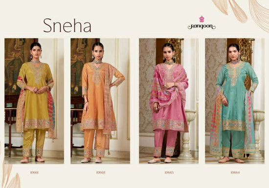 Rangoon Sneha Designer H.O. Fabric Kurti Pant Dupatta Set - Amrah Wholesale