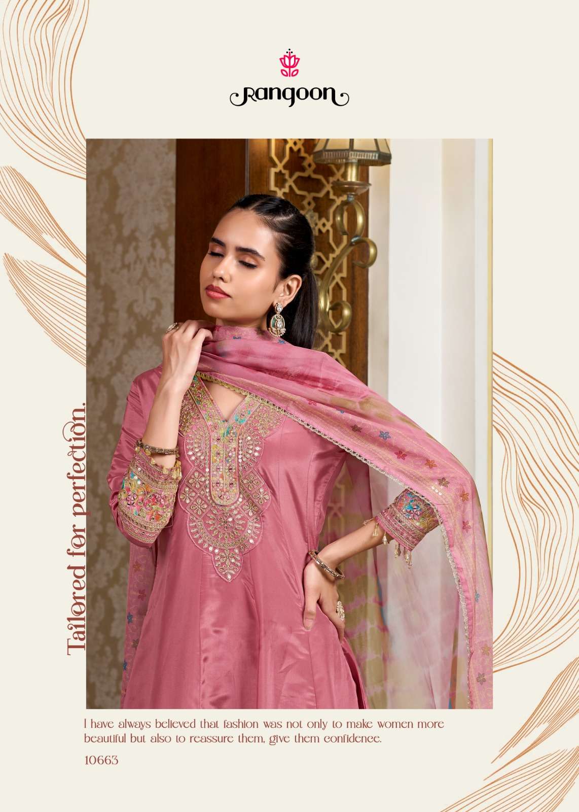 Rangoon Sneha Designer H.O. Fabric Kurti Pant Dupatta Set - Amrah Wholesale