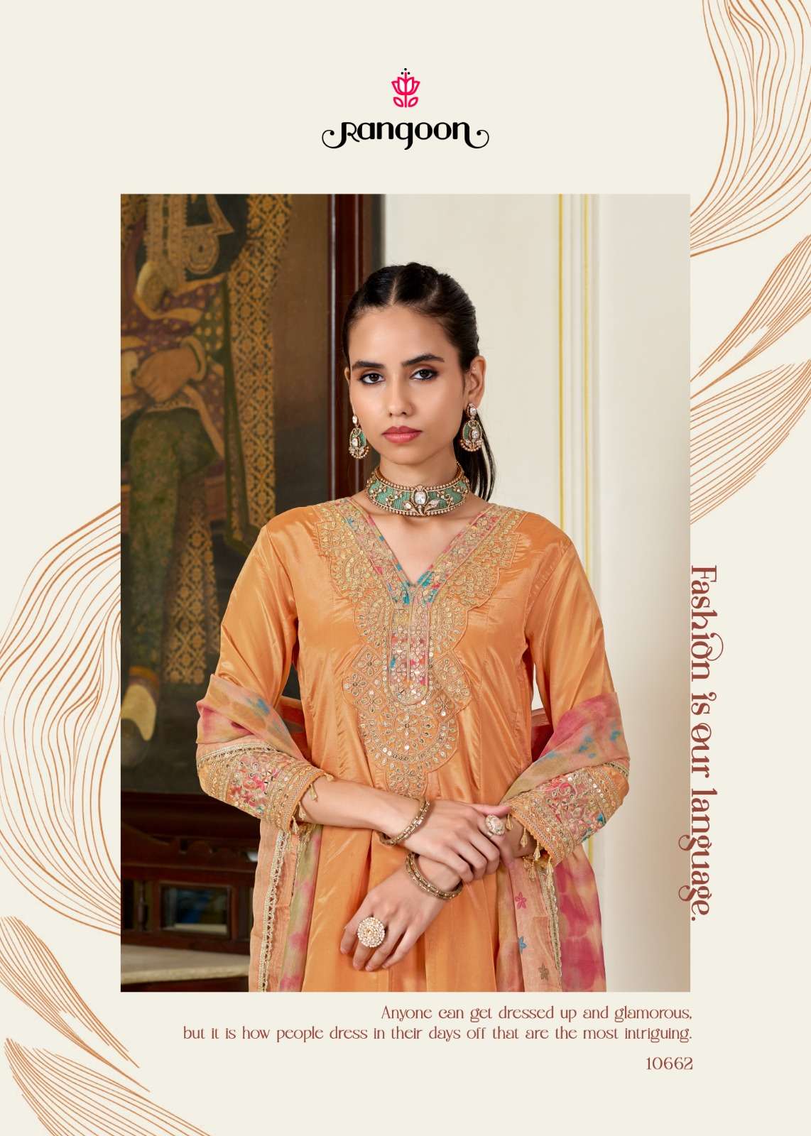 Rangoon Sneha Designer H.O. Fabric Kurti Pant Dupatta Set - Amrah Wholesale