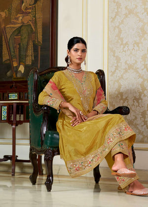 Rangoon Sneha Designer H.O. Fabric Kurti Pant Dupatta Set - Amrah Wholesale