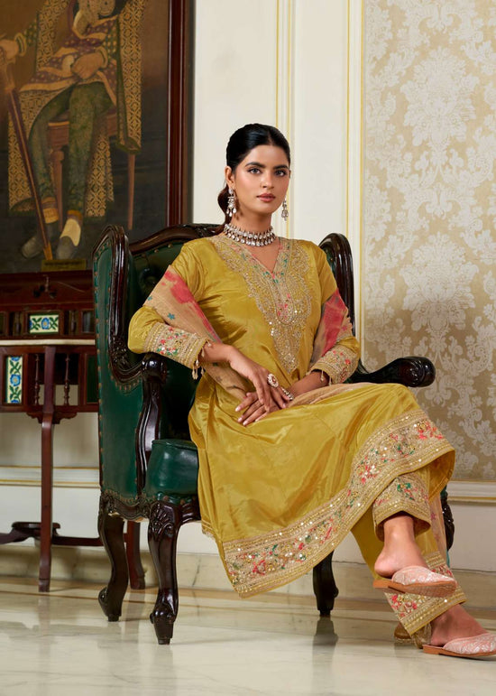 Rangoon Sneha Designer H.O. Fabric Kurti Pant Dupatta Set - Amrah Wholesale