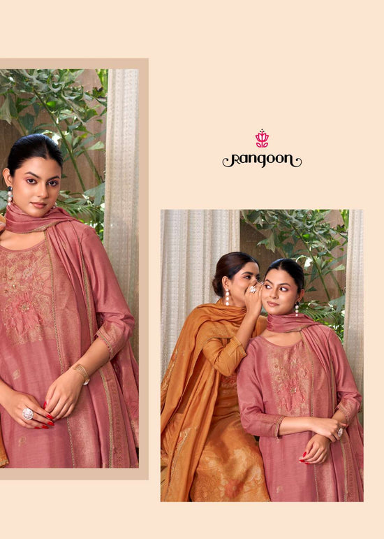 Rangoon Kurti Srivali Pure Muslin Jacquard Handwork Kurti Pant Dupatta Set